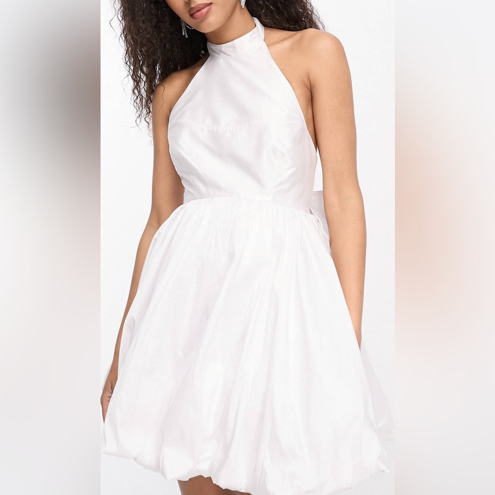 Ever New Bridal exclusive high neck bow back mini dress in ivory